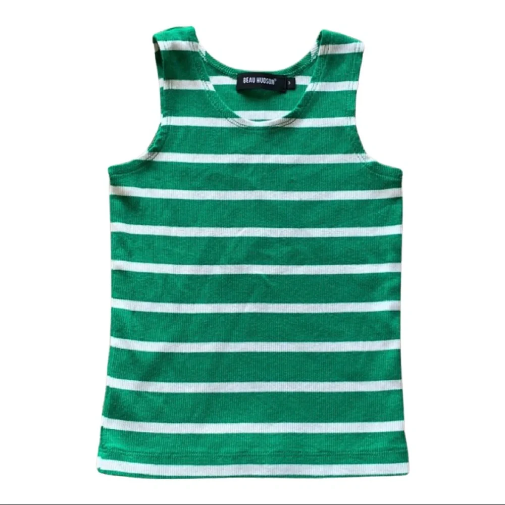BEAU HUDSON Green/White Striped Toddler Tank Top 3